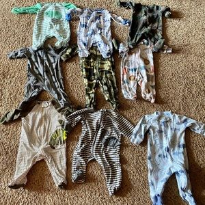 Bundle of 9 0-3 month baby boy footie sleeper/play suits